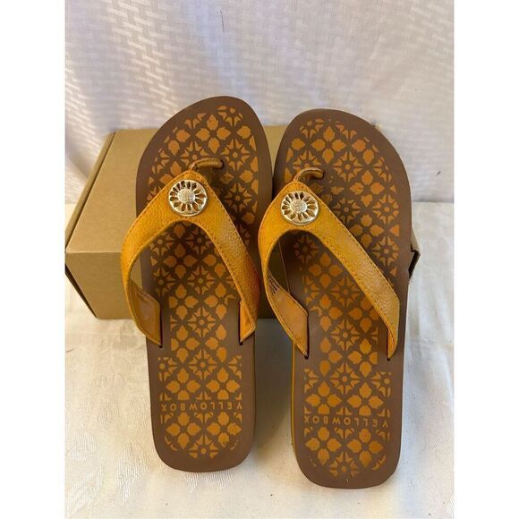 Yellow box flip flops size 9 foam macai brown - Picture 2 of 7